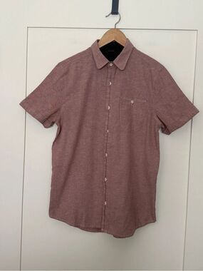 Comune Shirt Mens Sz S Pink Short Sleeve Button Up Cotton Blend Casual Preppy